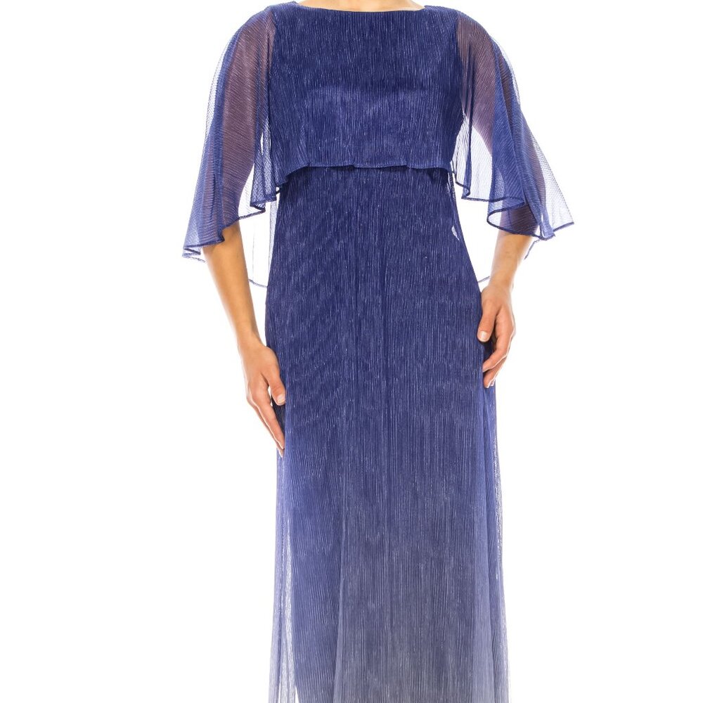 DANNY & NICOLE BOLERO CAPE OMBRE EVENING DRESS